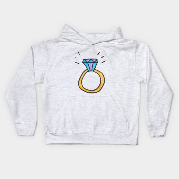 Wedding Ring Engagement Painted in Watercolor Kids Hoodie by petitstudio1